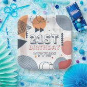 Memphis Geometric Shapes 21e Verjaardag Papieren Bordje (Feest)