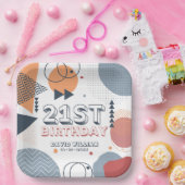 Memphis Geometric Shapes 21e Verjaardag Papieren Bordje (Feest)