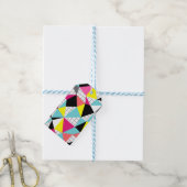 Memphis, geometrische vormen cadeaulabel (Met Touw)