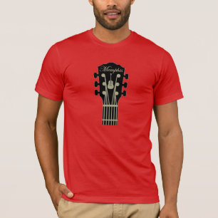 Memphis Guitar Black Grey op Red T-shirt