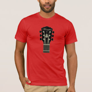 Memphis Guitar Black Grey op Red T-shirt