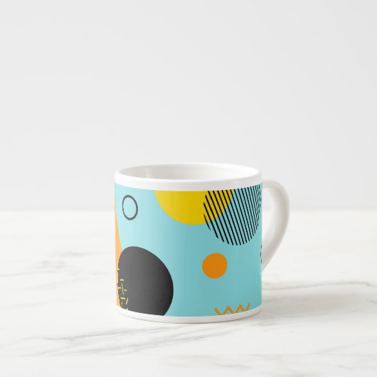 Memphis, hipster, trendy, coole illustratiekunst espresso kop (Voorkant rechts)