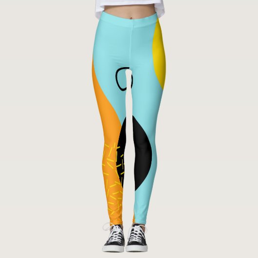 Memphis, hipster, trendy, coole illustratiekunst leggings (Voorkant)