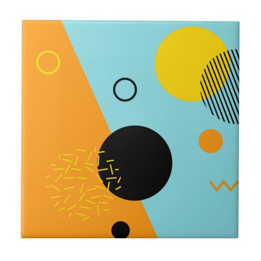 Memphis, hipster, trendy, coole illustratiekunst tegeltje (Voorkant)