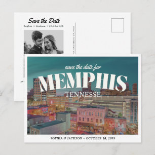 Memphis Huwelijk Opslaan Datum Retro Silhouette Briefkaart