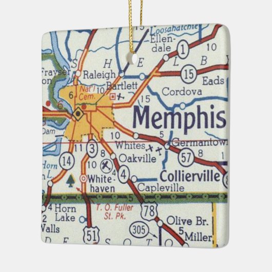 Memphis  kaart keramisch ornament (Links)