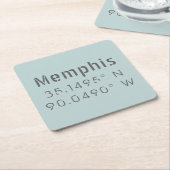 Memphis Latitude Lengtegraad Kartonnen Onderzetters (Schuin)
