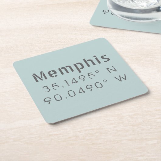 Memphis Latitude Lengtegraad Kartonnen Onderzetters (Schuin)