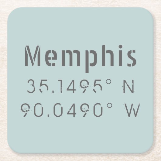 Memphis Latitude Lengtegraad Kartonnen Onderzetters (Voorkant)