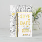 Memphis Love Locator | Bruiloft Bewaar de datum Folie Uitnodiging (Staand Voorkant)