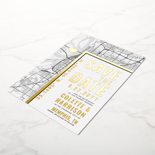 Memphis Love Locator | Bruiloft Bewaar de datum Folie Uitnodiging (Gedraaid)