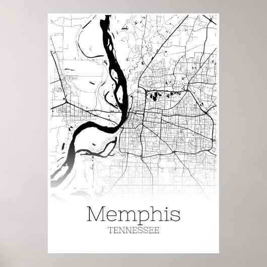 Memphis Map - Tennessee - City Map Poster (Voorkant)