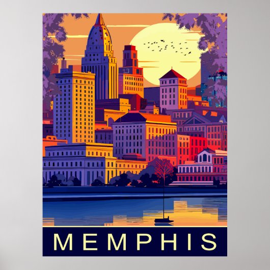 Memphis, Mississippi River, Reizen Poster (Voorkant)