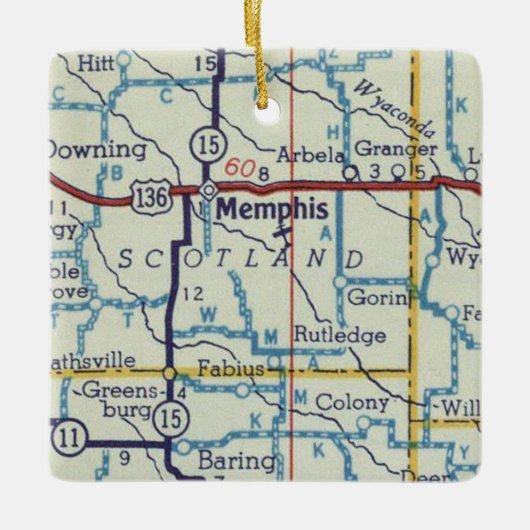 Memphis MO  kaart Keramisch Ornament (Voorkant)