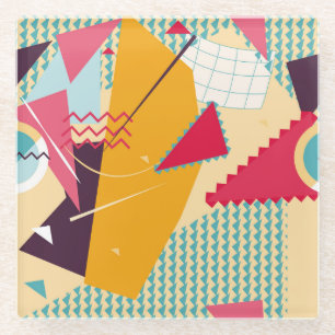 Memphis Mood: Retro geometrische trend Glazen Onderzetter