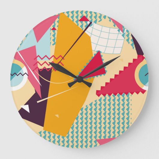 Memphis Mood: Retro geometrische trend Grote Klok (Voorkant)