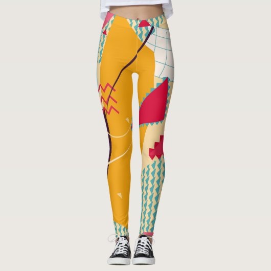 Memphis Mood: Retro geometrische trend Leggings (Voorkant)