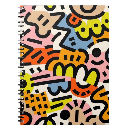 Memphis naadloos patroon notitieboek (Voorkant)
