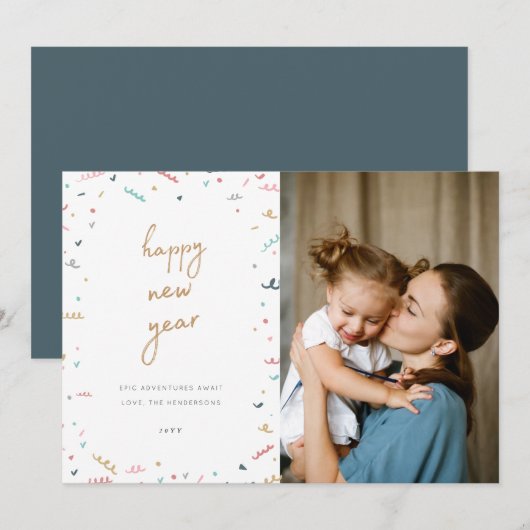 Memphis New Year's Photo Card Feestdagenkaart (Voorkant / Achterkant)