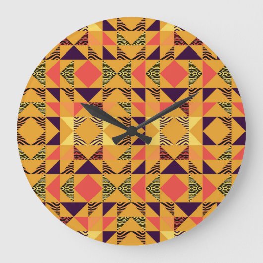 Memphis Pastel Driehoek Abstract Patroon. Grote Klok (Voorkant)