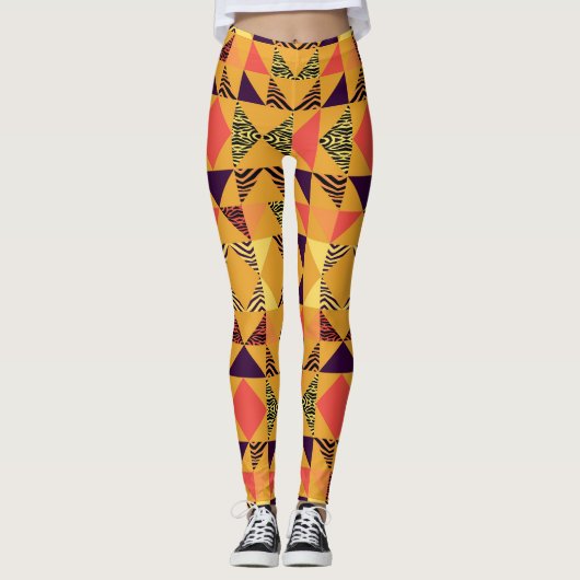Memphis Pastel Driehoek Abstract Patroon. Leggings (Voorkant)
