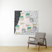 Memphis-patroon met geometrische, raster-, gestree wandkleed (In Situ (horizontaal))