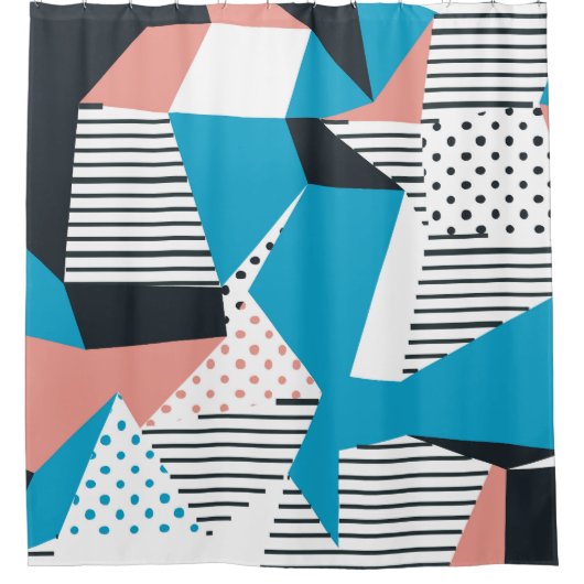 Memphis Pattern: Minimalistische Abstracte Trend Douchegordijn (Voorkant)