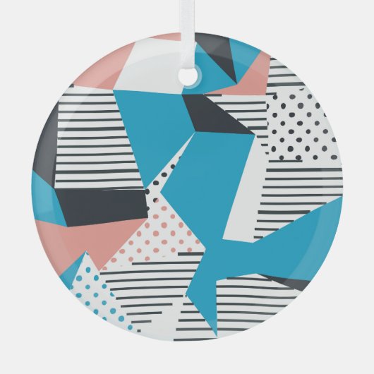 Memphis Pattern: Minimalistische Abstracte Trend Glas Ornament (Voorkant)