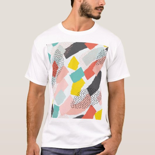 Memphis-penseelstreken: patroon. t-shirt (Voorkant)