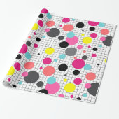 Memphis polka dots cadeaupapier (Uitgerold)