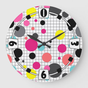 Memphis polka dots grote klok