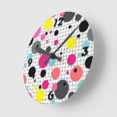 Memphis polka dots ronde klok (Hoek)