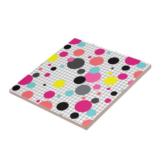 Memphis polka dots tegeltje (Zijkant)