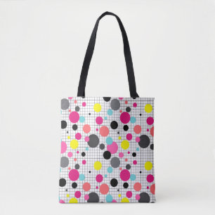 Memphis polka dots tote bag