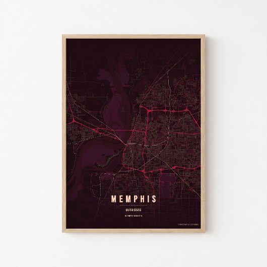 Memphis Ruby Kaart Afdruk Tennessee Poster Muurkun