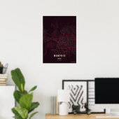 Memphis Ruby Map Print Tennessee Poster Wall Art  (Thuiskantoor)