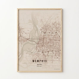 Memphis Rustic Kaart Print Tennessee Poster Muurku