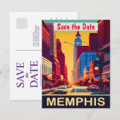 Memphis save the date, vintage ansichtkaart date (Voorkant / Achterkant)