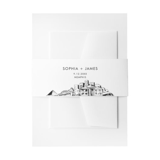 Memphis Skyline Belly Band, 2"x11.5" Uitnodigingen Wikkel (Voorkant Voorbeeld)