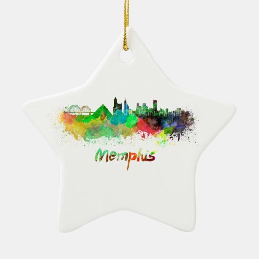 Memphis skyline in watercolor keramisch ornament (Voorkant)