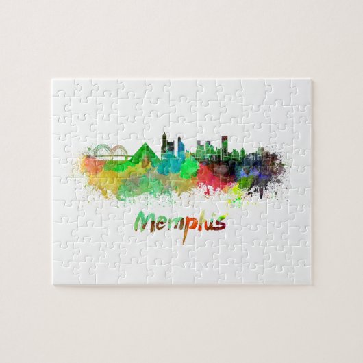 Memphis skyline in watercolor legpuzzel (Horizontaal)