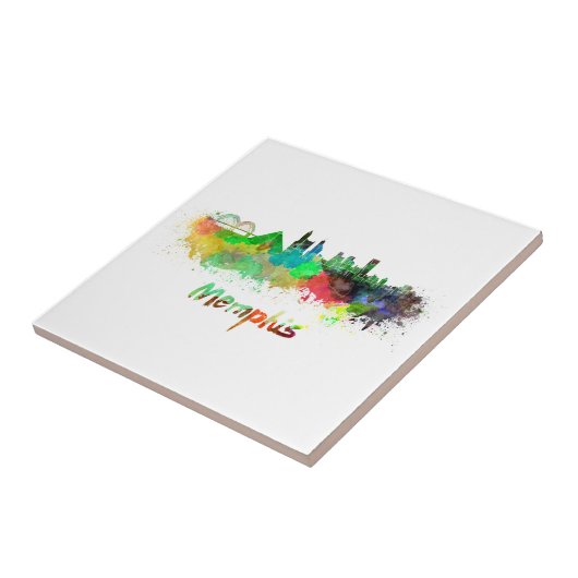 Memphis skyline in watercolor tegeltje (Zijkant)