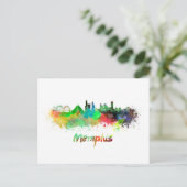 Memphis skyline in waterverf briefkaart (Staand voorkant)