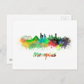 Memphis skyline in waterverf briefkaart (Voorkant / Achterkant)