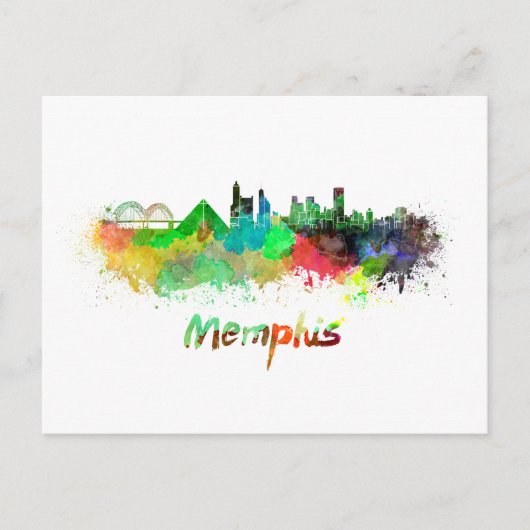 Memphis skyline in waterverf briefkaart (Voorkant)