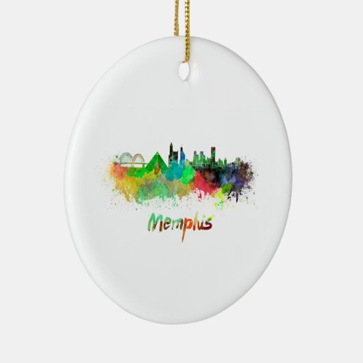 Memphis skyline in waterverf keramisch ornament (Rechts)