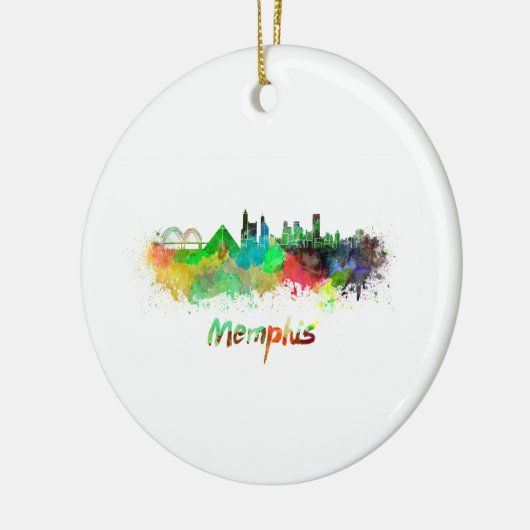 Memphis skyline in waterverf keramisch ornament (Links)