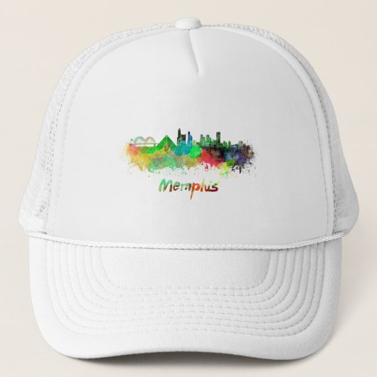 Memphis skyline in waterverf trucker pet (Voorkant)