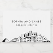 Memphis Skyline Mini Sparkling Wijnetiket (Enkel label)