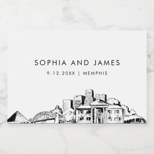 Memphis Skyline Mini Sparkling Wijnetiket (Enkel label)